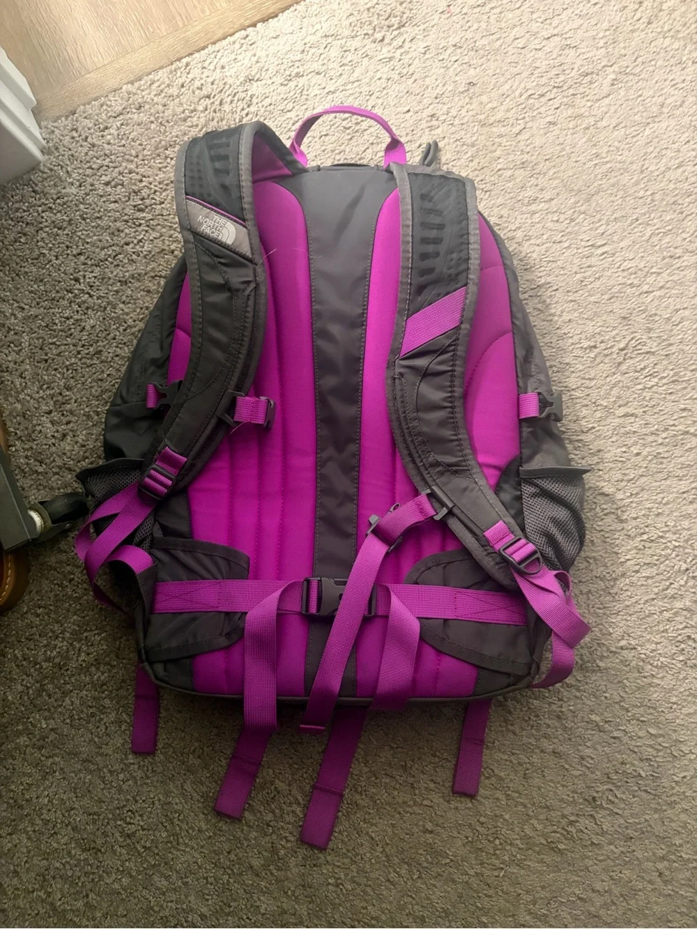 The North Face Black Backpack with Purple Accents